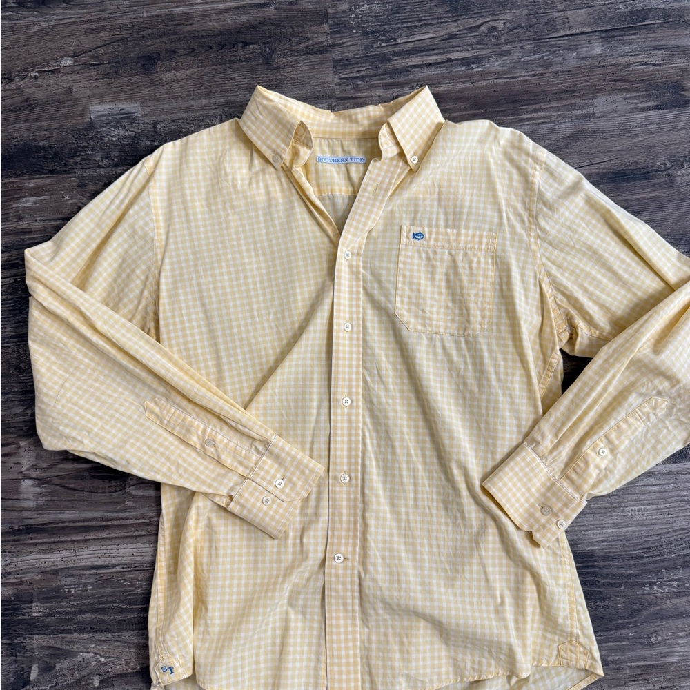 Southern Tide Light Yellow Plaid Men's Shirt